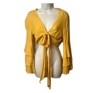 Front Tie Long Bell Sleeve Dance Top (S)